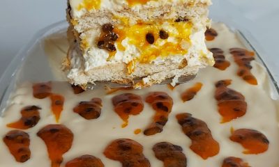Pavê de chocolate branco e Maracujá.