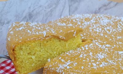 BOLO DE FUBÁ COM DOCE DE LEITE E COCO