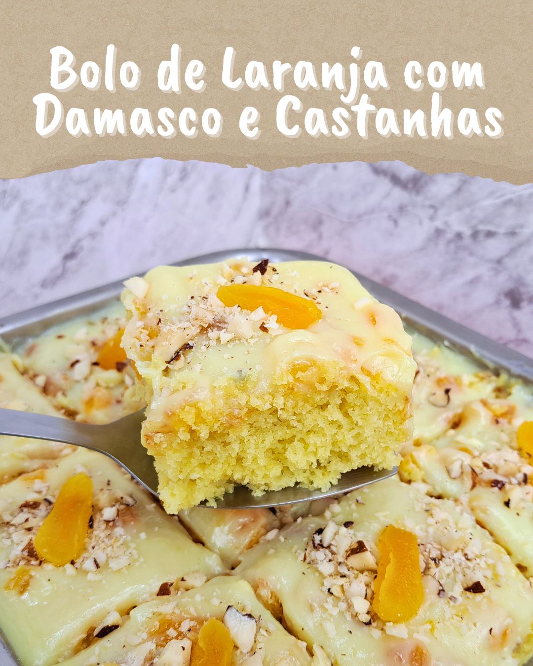 BOLO DE LARANJA COM DAMASCO E CASTANHAS